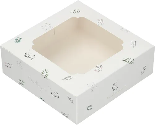 Miniatura 12 de Paquete de 20 cajas de panadería con ventana pequeñas de 6 x 6 x 2 pulgadas para galletas, dulces, pasteles, brownie, pastel de gasa, tarta, tarta