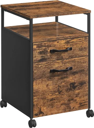 Miniatura 12 de VASAGLE Archivador móvil con ruedas, 2 cajones, estante abierto, para A4, tamaño carta, carpetas colgantes, gris carbón y negro tinta UOFC071B04