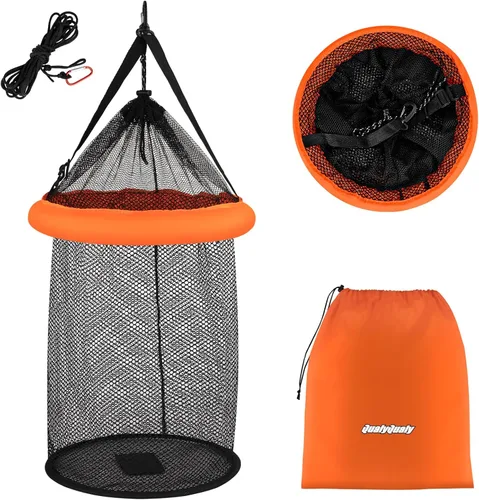 Miniatura 9 de QualyQualy Cesta Flotante para Peces para Peces Vivos Capturados, Soporte de Pesca Plegable de 10/15 Galones, Cubo de Pececillos, Jaula de Square