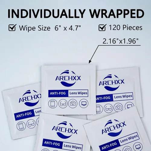 Miniatura 8 de ARCHXX Toallitas antiempañamiento para gafas, 120 unidades, toallitas de limpieza prehumedecidas, limpiador de lentes para gafas, gafas de sol