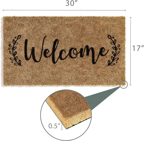 Miniatura 3 de Barnyard Designs Felpudo de Bienvenida para Exteriores, Tapete Grande de Entrada para Puerta Delantera, Color Marrón (Bienvenida, 30x17 pulgadas)