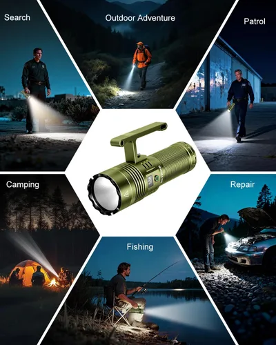 Miniatura 9 de SKYFIRE Foco recargable, 13000 lúmenes, linterna de alto lúmenes, 32000 mAh 24 horas de tiempo de ejecución LED, foco de mano impermeable IP67