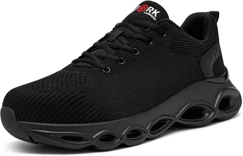 LARNMERN Zapatos de punta de acero para hombres y mujeres, ligeros, cómodos, Snkeakers, transpirables, zapatos de trabajo indestructibles