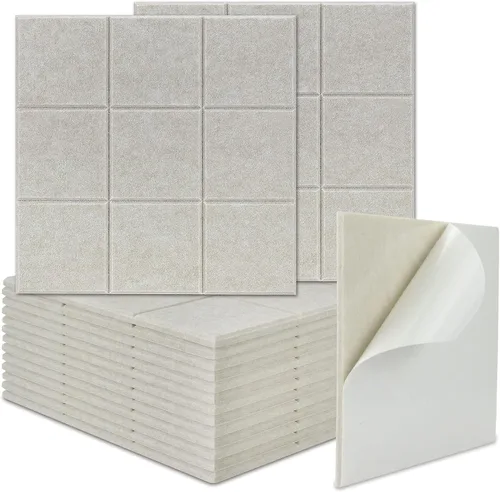 Miniatura 8 de BXI Absorbedor de sonido, paquete de 16 paneles autoadhesivos de absorción acústica de 12 x 12 x 0.4 pulgadas, paneles de absorción de sonido