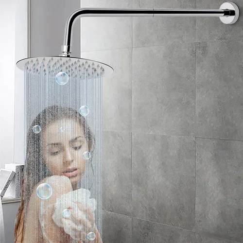 Miniatura 6 de Brazo de ducha HarJue con brida y cinta de teflón, brazo de extensión de tubo de ducha montado en la pared de acero inoxidable 304 para cabezal