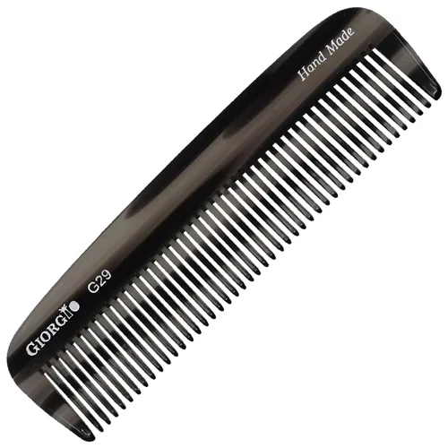 Giorgio G29 - Peine de bolsillo de dientes finos Grahpite negro para hombres, peine alisador para el cuidado diario del cabello, bigote y barba para