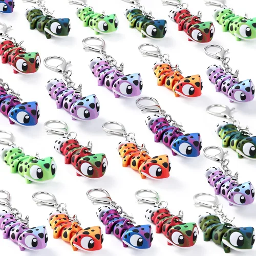 Miniatura 10 de Novabright 24 piezas 3D impreso leopardo Gecko llavero mini animal articulado flexible Fidget lindo regalo divertido para recuerdos de fiesta