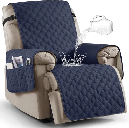 Miniatura 13 de Ruaozz Funda para Silla Reclinable 100% Impermeable Antideslizante de Tamaño Grande Funda Reclinable para Silla Reclinable Grande Funda de Asiento