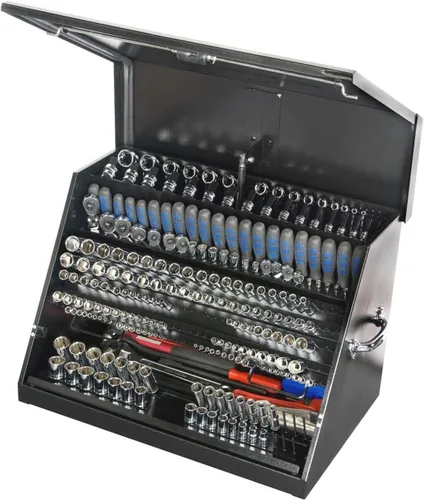 Miniatura 6 de Montezuma LA400B - Caja de herramientas TRIANGULAR portátil de 30 pulgadas - Diseño de varios niveles - Construcción de calibre 16 - Cofre