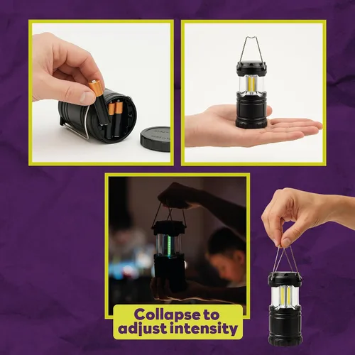 Miniatura 7 de ATack Linterna LED para campamento, funciona con pilas, paquete de 4 linternas de campamento para cortes de energía, luces colgantes plegables