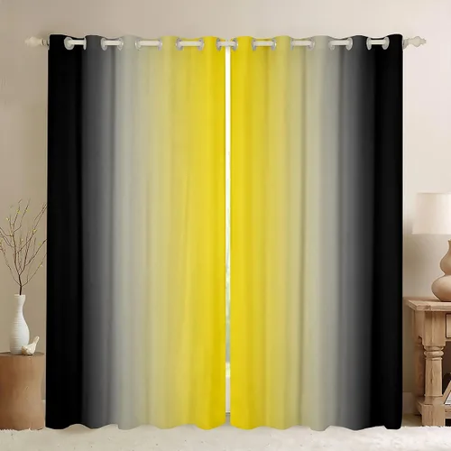 Miniatura 11 de jejeloiu Cortinas rojas y negras para dormitorio (2 paneles, 38 x 45 pulgadas) con líneas geométricas de rayas 30% a 50% cortinas opacas para niños