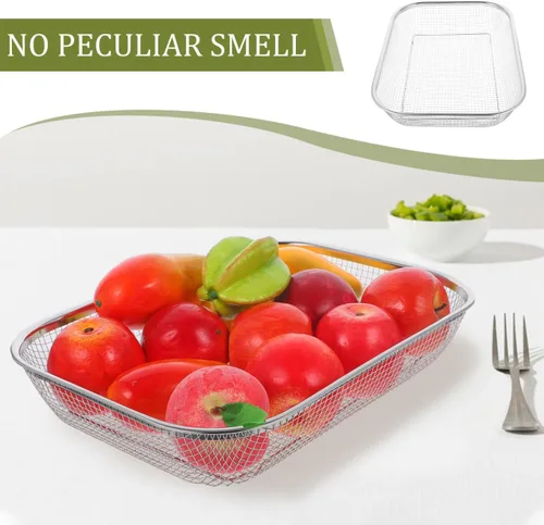 Miniatura 2 de Unomor Cesta grande de malla de acero inoxidable para fregadero de cocina, colador de 14.56 x 10.62 x 2.95 pulgadas para frutas, verduras y pasta