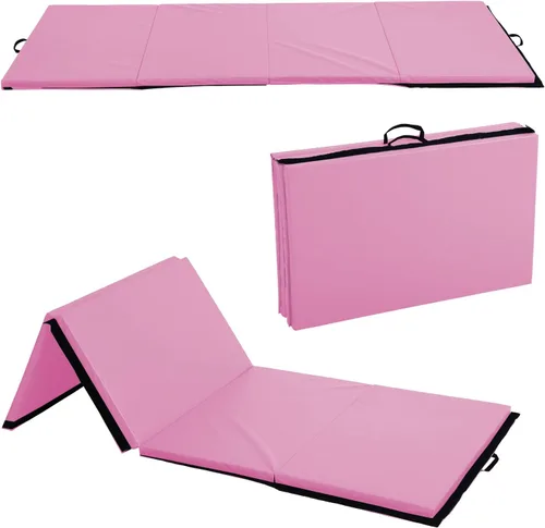 Miniatura 9 de Colchoneta de gimnasia para gimnasio en casa, plegable, portátil, de 4 x 10 x 2 pulgadas, extra gruesa, con asas de transporte, para niños y adultos