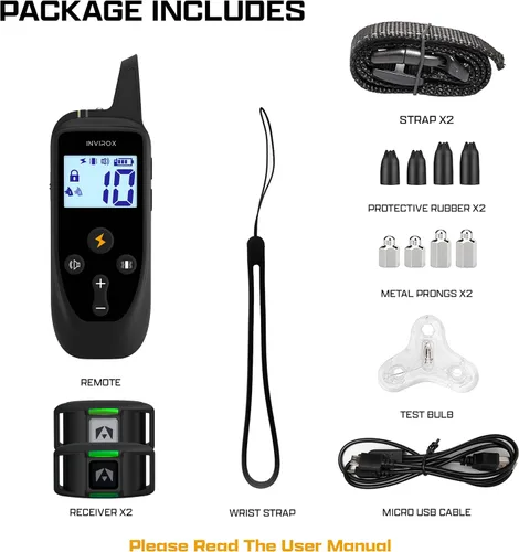 Miniatura 8 de INVIROX Collar de entrenamiento para perros grandes X2 [Edición 2026] 123 niveles de collares E para perros con rango de 1100 yardas, 100%