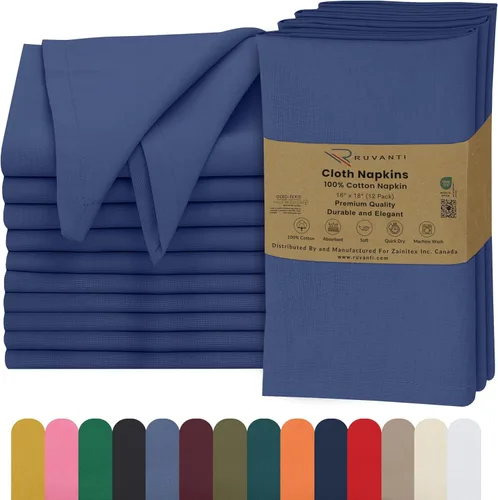 Miniatura 18 de Ruvanti - Servilletas de tela, paquete de 6, 45x45 centímetros, 100% algodón, lavables, suaves y absorbentes, perfectas para bodas, cenas de Belleza
