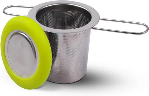 Infusor de Té de Acero Inoxidable Colador de Té Mango Plegable Filtro de Té Colador de Malla Extra Fina Cesta de Preparación con Tapa para Té de