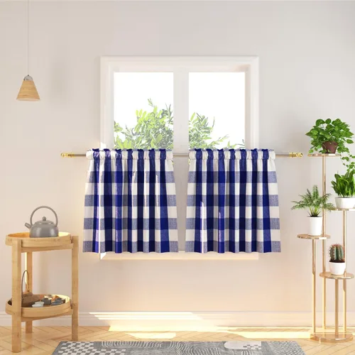 Miniatura 31 de Cenefas de cortina para ventana de 16 pulgadas de largo, 2 paneles de cuadros búfalo, cortinas pequeñas con bolsillo para barra, estilo clásico