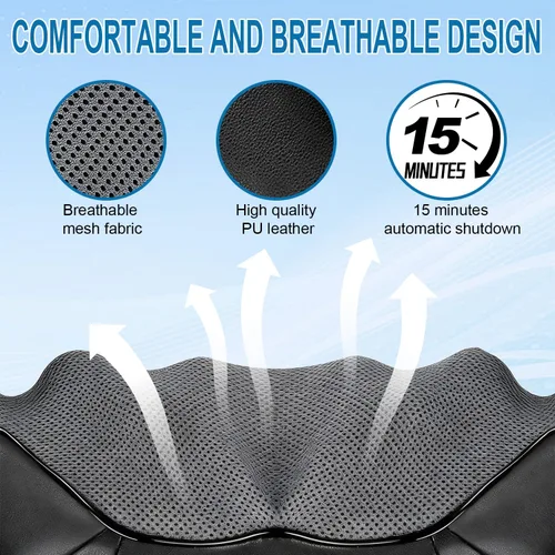 Miniatura 4 de Shiatsu Masajeador de cuello y hombros con calor, masajeador de espalda, masaje eléctrico de tejido profundo 3D para piernas de hombro, alivio