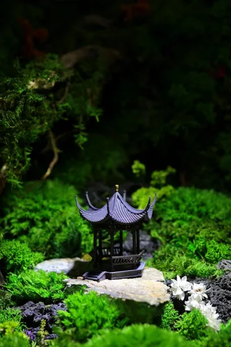 Miniatura 6 de KARESANSUI Pabellón chino tradicional - decoración de terrario, decoración de acuario chino, accesorios de jardín de hadas, decoración de paludario