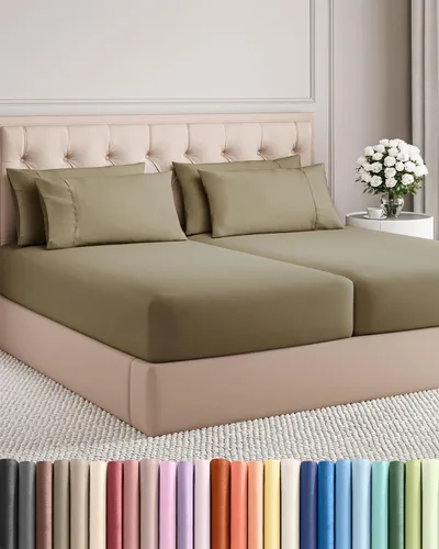 Miniatura 106 de Juego de sábanas Queen de 6 piezas, sábanas tamaño Queen, ropa de cama suave de lujo de hotel, refrescante, cómoda y transpirable, 1 encimera, 1 26