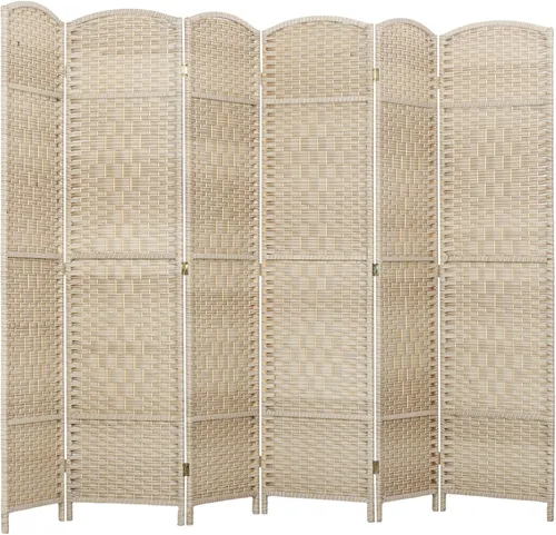 Miniatura 22 de HOMCOM Divisor de habitación de 3 paneles, pantalla de privacidad plegable de 6 pies de alto, partición de pared independiente tejida a mano