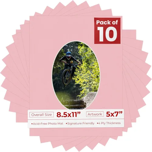 Miniatura 22 de Tapete de 8.5 x 11 pulgadas con corte biselado para fotos de 5 x 7 pulgadas, diseño ovalado, color azul bebé, sin ácidos, mate para proteger tus