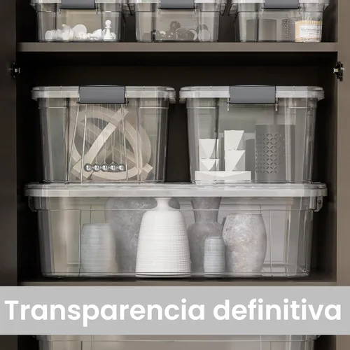 Miniatura 6 de Superio - Cajas de almacenamiento pequeñas planas transparentes con tapas, contenedores de plástico de 4.5 cuartos de galón para organizar, cajas