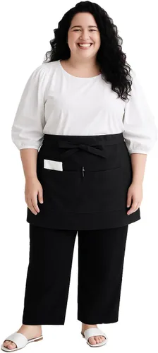 King Mills Delantales unisex de cintura/media para servidor de bistró con bolsillos. Delantal talla grande XL XXL o cintura W40+, extra grande y