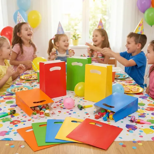 Miniatura 3 de UnicoPak Paquete de 16 bolsas azules de recuerdo de fiesta, 6 x 3 x 9 pulgadas, bolsas de regalo de color azul mate prémium para cumpleaños, baby
