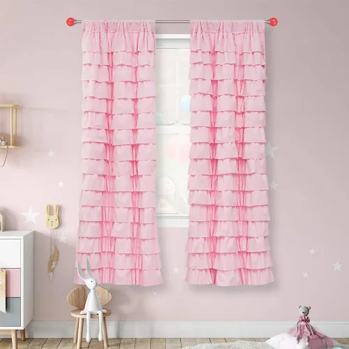 Miniatura 10 de Black Ruffle Curtains 2 Panels, 12-Layer Ruffled Window Panels, Light Filtering Shabby Chic Farmhouse Drapes for Bedroom Dorm Bathroom, Rod Pocket