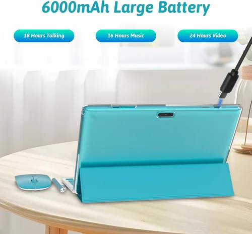 Miniatura 6 de ZZB Tableta Android 15 de 10 pulgadas, tableta de 2 en 1 con teclado, ratón, estuche, lápiz capacitivo, 18 GB de RAM, 128 GB de ROM, 2 TB Azul marino