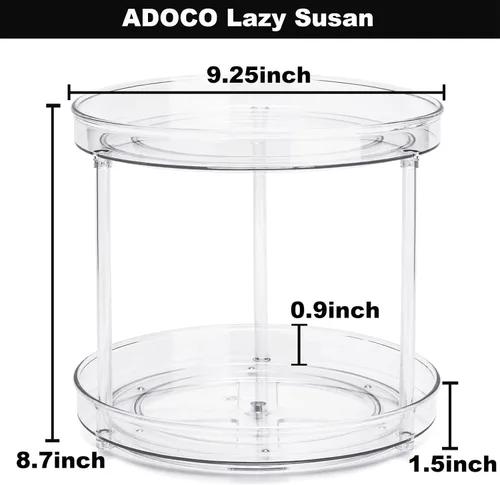 Miniatura 6 de Organizador Lazy Susan de 2 niveles para baño, organizador de maquillaje giratorio de 360 grados de 9.25 pulgadas transparente para tocador