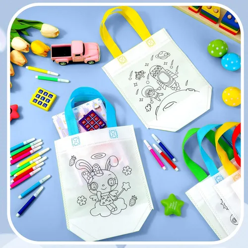 Miniatura 3 de Chunful 60 piezas de lindas bolsas de regalo para colorear para la fiesta de cumpleaños de niños, bolsas de colorear reutilizables para fiestas