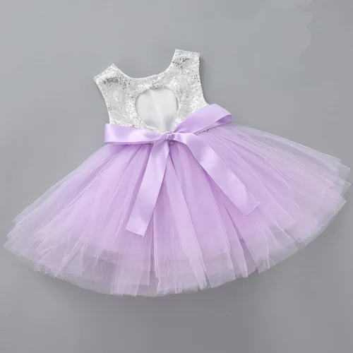 Miniatura 6 de Vestido de princesa tutú de tul para niña, boda, concurso, fiesta, bebé, lentejuelas sin espalda, encaje floral, recién nacido, 7 años