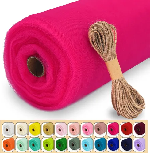 Miniatura 24 de Rollo de tela de tul, 54 pulgadas x 10 yardas (30 pies) de tul para decoración de boda, tutú de fiesta, telón de fondo, baby shower, faldas de mesa