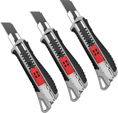 Cortador de cajas, cuchillo utilitario resistente, retráctil, cortador de caja, cortador de metal, para cortar cartón, papel, cuero, tela, tubos de