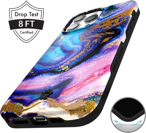 Miniatura 5 de VELVET CAVIAR Funda para iPhone 15 Pro, compatible con MagSafe, probada en caídas de 10 pies, con purpurina Galaxy Purpurina (Galaxy glitter)