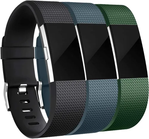 Miniatura 8 de Correas de reemplazo Maledan compatibles con Fitbit Charge 2, paquete de 3, grandes, gris/azul/negro Negro/Azul/Gris