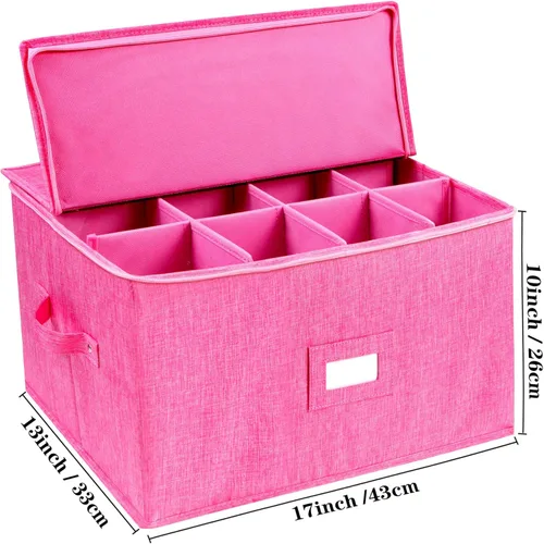 Miniatura 4 de Estuches de almacenamiento para copas, caja contenedora de almacenamiento de copas de vino de carcasa rígida con divisores para 12 copas de vino