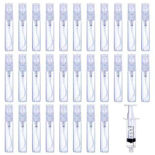 30 botellas de perfume de vidrio transparente recargables de 0.2 fl oz/0.17 onzas líquidas, botella de perfume para atomizadores cosméticos, botella