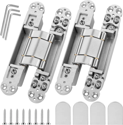 Miniatura 13 de Bisagras invisibles mejoradas para puerta (2 piezas) – Bisagras ocultas negras de 6 pulgadas para puertas, ajustable de 3 vías y columpio de 180