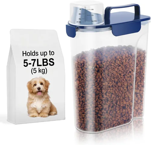 Contenedor hermético para alimentos de perro de 5 libras, contenedor de almacenamiento para gatos, dispensador para mascotas sin BPA, cuerpo Paquete