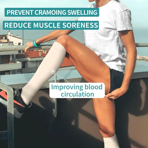 Miniatura 4 de Laite Hebe 4 pares de calcetines de compresión para mujeres y hombres, el mejor apoyo para enfermeras, correr, atletismo