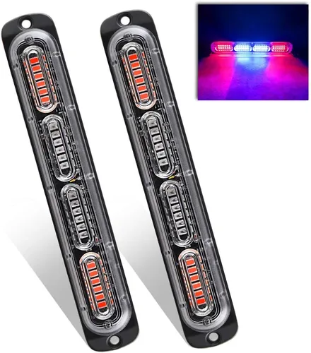 Miniatura 12 de Luces estroboscópicas de advertencia de emergencia, 2 unidades universales de 24 LED 72 W, montaje en superficie intermitente, color azul
