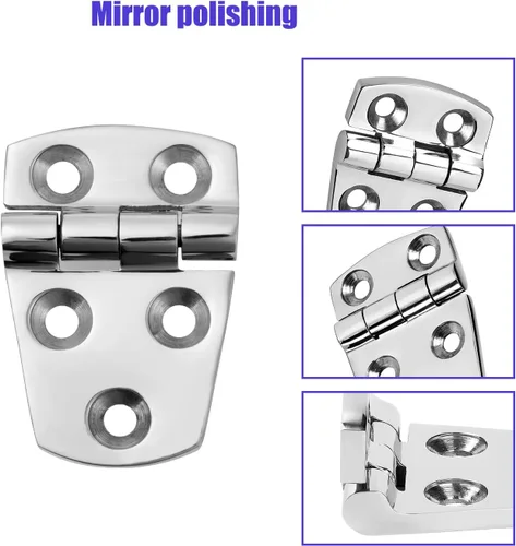 Miniatura 5 de 2 bisagras de escotilla de barco marino, de acero inoxidable, sin ruido, resistentes, 5 agujeros de 2.25 pulgadas x 1.5 pulgadas (2.244 x 1.496 in)
