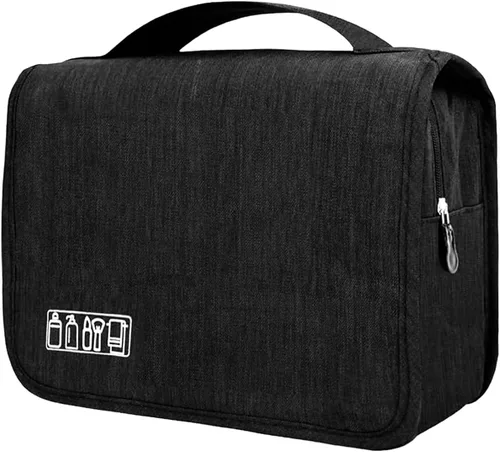 Miniatura 8 de L&FY Neceser portátil multifuncional para viaje, estuche de maquillaje y cosméticos, organizador de artículos de aseo, A-Negro