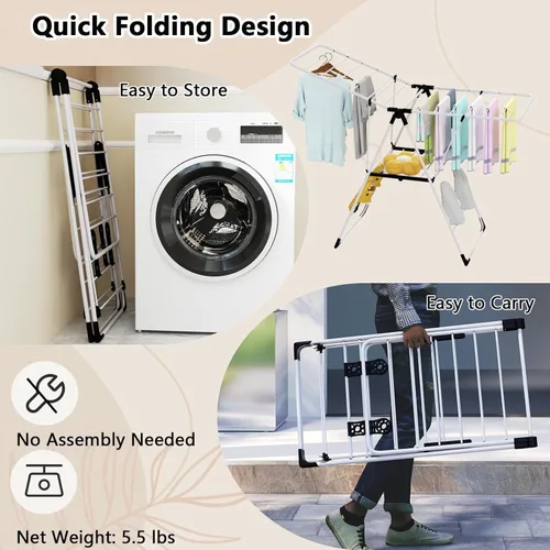 Miniatura 7 de Tangkula tendedero para secar ropa, rejilla plegable para ropa