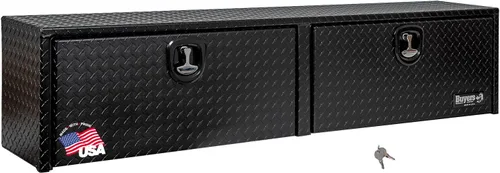 Miniatura 14 de Buyers Products 1721551 - Caja de camión de aluminio negro con tracción en diamante y tapa superior con puerta abatible, 72 x 13 x 16 pulgadas