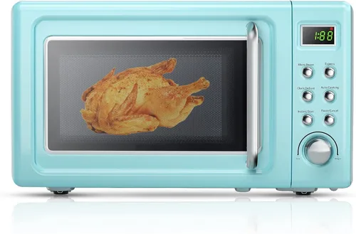 Miniatura 12 de MAT EXPERT Horno microondas compacto de 0.7 pies cúbicos, temporizador digital y bloqueo para niños, microondas pequeño con plato giratorio de Blanco