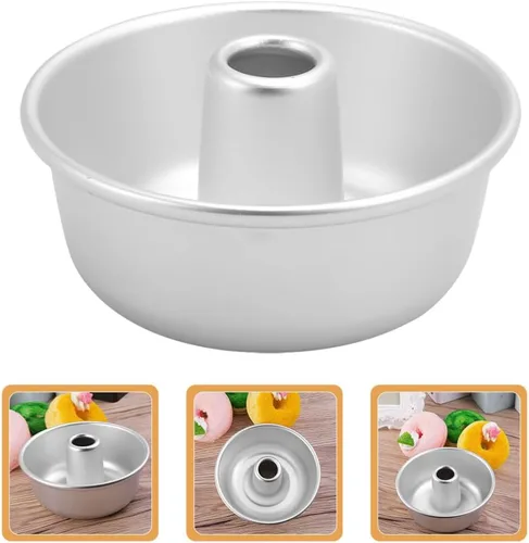 Miniatura 5 de Yardwe Moldes de tubo para hornear mini molde de pastel de ángel, molde redondo de gasa de 4 pulgadas, molde de aluminio para hornear, moldes